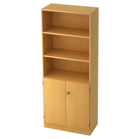 Kast SIGNA K 6770 SG in beukenhout-look met drie open planken en een gesloten kastje van hjh OFFICE PRO