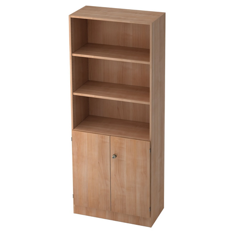 Kast SIGNA K 6770 SG in walnoot-look met drie open planken en een onderkast met twee deuren van hjh OFFICE PRO