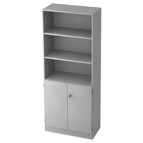 Grijze archiefkast SIGNA K 6770 SG met open vakken en een gesloten onderkast van hjh OFFICE PRO