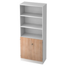 Kast SIGNA K 6770 SG in het wit met drie open vakken en een onderkast in walnootkleur van hjh OFFICE PRO