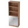 Kast SIGNA K 6770 SG in walnootlook met drie open vakken en een zilveren onderkast van hjh OFFICE PRO