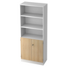 Kast SIGNA K 6770 SG in wit en eiken met drie open planken en een onderkast met twee deuren van hjh OFFICE PRO