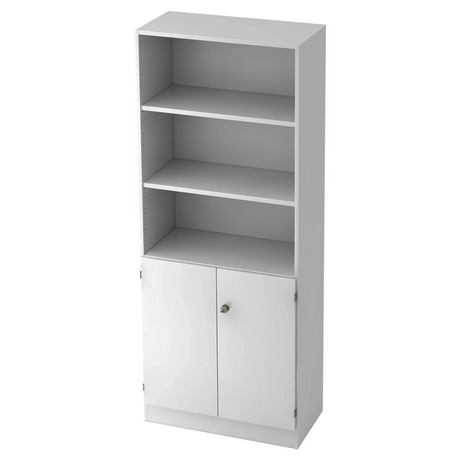 Witte kast SIGNA K 6770 SG met drie open vakken en een gesloten onderkast van hjh OFFICE PRO