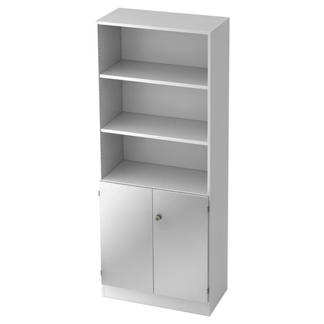 Witte kast SIGNA K 6770 SG met drie open vakken en een gesloten onderkast van hjh OFFICE PRO