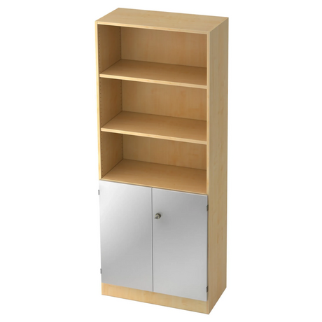 Kast SIGNA K 6770 SG in esdoorn-look met drie open vakken en zilverkleurig kastelement van hjh OFFICE PRO