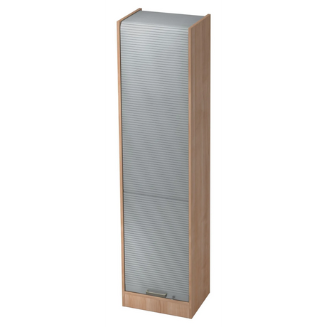 Kast SIGNA R 50 in walnoot-look met zilveren kunststof rolluik van hjh OFFICE PRO