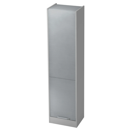 Grijze kast SIGNA R 50 met zilverkleurige relinggreep en kunststof front van hjh OFFICE PRO