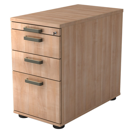 Standcontainer SIGNA SC40 in licht walnoot-look met vier laden en streepgrepen van hjh OFFICE PRO