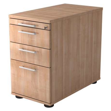 Standcontainer SIGNA SC40 in walnootlook met vier laden en relinggrepen van hjh OFFICE PRO