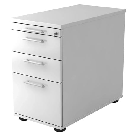 Witte Standcontainer SIGNA SC40 van kunststof met drie laden en relinggrepen van hjh OFFICE PRO