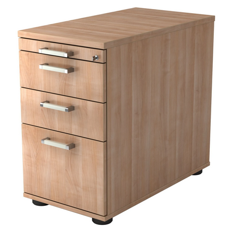 Standcontainer SIGNA SC40 in walnoot-look met vier laden en chromen grepen van hjh OFFICE PRO