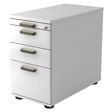 Witte Standcontainer SIGNA SC40 van kunststof met drie gestreepte handgrepen van hjh OFFICE PRO