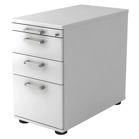 Witte metalen Standcontainer SIGNA SC40 met vier laden en chromen grepen van hjh OFFICE PRO