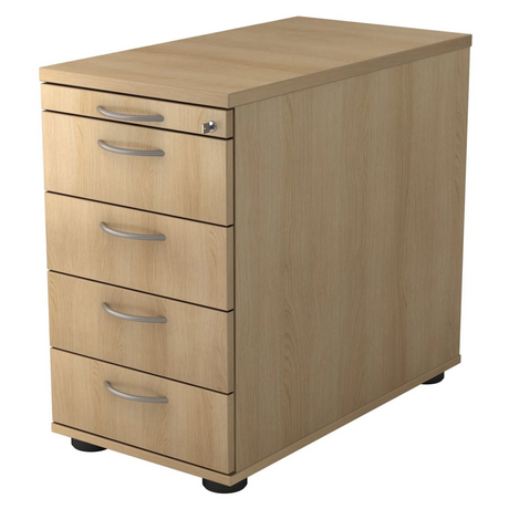 Standcontainer SIGNA SC50 in eikenlook met vijf laden en booggrepen van hjh OFFICE PRO
