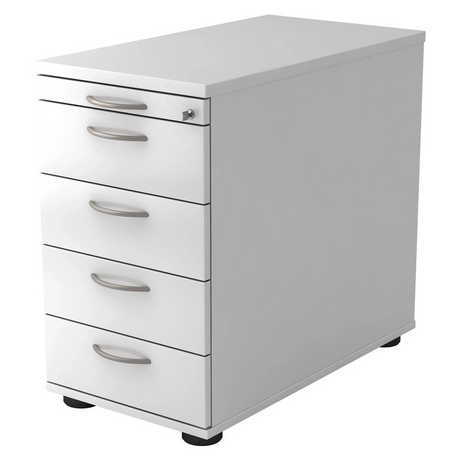 Witte metalen Standcontainer SIGNA SC50 met vijf laden en booggrepen van hjh OFFICE PRO