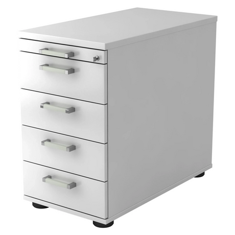 Witte metalen standcontainer SIGNA SC50 met vijf laden en chromen grepen van hjh OFFICE PRO