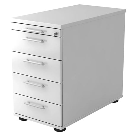 Witte Standcontainer SIGNA SC50 van kunststof met vier lades en relinggrepen van hjh OFFICE PRO
