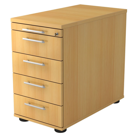 Standcontainer SIGNA SC50 in beukenlook met vijf laden en relinggrepen van hjh OFFICE PRO