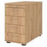 Standcontainer SIGNA SC50 in essen-eikenlook met vijf laden en zilverkleurige beugelgrepen van hjh OFFICE PRO