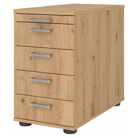 Standcontainer SIGNA SC50 in asteike-look met vier laden en chromen grepen van hjh OFFICE PRO