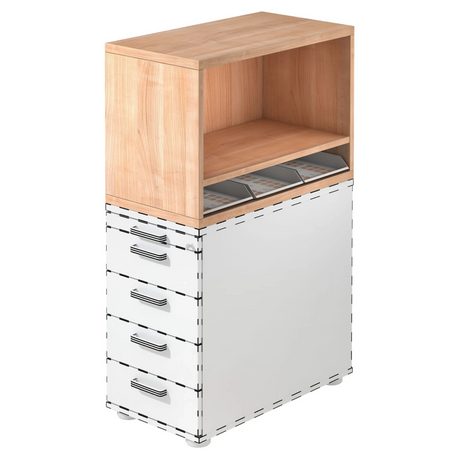 Standcontainer SIGNA SCA1 in walnoot-look met wit korpus en vijf laden van hjh OFFICE PRO