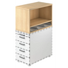 Standcontainer SIGNA SCA1 in eikenlook met wit korpus, vijf laden en een open vak van hjh OFFICE PRO