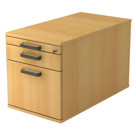 Rolcontainer SIGNA TC20 in beukenlook met drie streepgrepen en slot van hjh OFFICE PRO