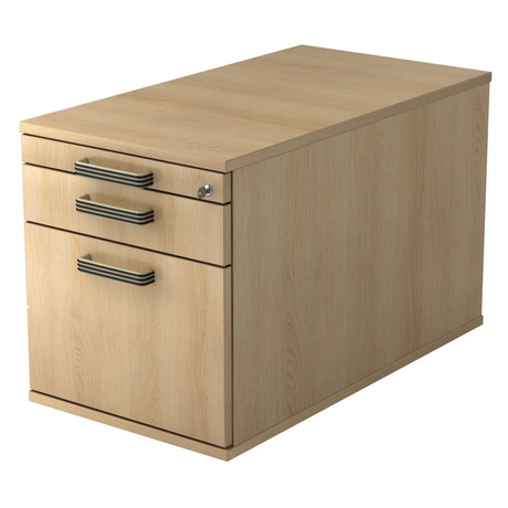 Rolcontainer SIGNA TC20 in eikenlook met drie streepgrepen en slot van hjh OFFICE PRO