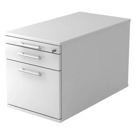 Witte kunststof Rolcontainer SIGNA TC20 met drie laden en relinggrepen van hjh OFFICE PRO