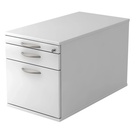 Witte metalen Rolcontainer SIGNA TC20 met drie booggrepen en slot van hjh OFFICE PRO