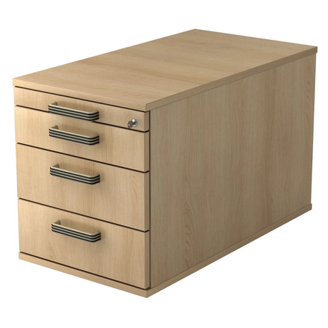 Rolcontainer SIGNA TC30 in eikenlook met vier laden und gestreepte grepen van hjh OFFICE PRO