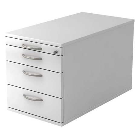 Witte metalen Rolcontainer SIGNA TC30 met vier laden en booggrepen van hjh OFFICE PRO