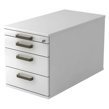 Witte kunststof Rolcontainer SIGNA TC30 met vier gestreepte handgrepen van hjh OFFICE PRO