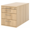 Rolcontainer SIGNA TC30 in eikenlook met vier laden en zilverkleurige beugelhandgrepen van hjh OFFICE PRO