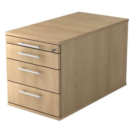 Rolcontainer SIGNA TC30 in eikenlook met vier laden und relinggrepen van hjh OFFICE PRO