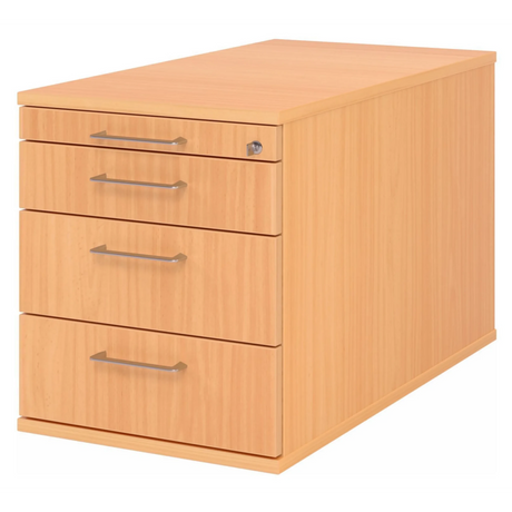 Rolcontainer SIGNA TC30 in beukenhout-look met drie laden en metalen beugelgrepen van hjh OFFICE PRO
