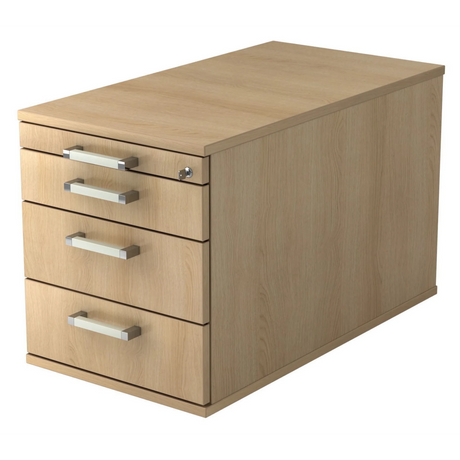 Rolcontainer SIGNA TC30 in eikenlook met vier laden en chromen grepen van hjh OFFICE PRO