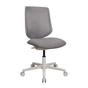 Thuisgebruik bureaustoel Sitflex Lady met grijze stoffen bekleding en wit kruisvoet met wieltjes van hjh OFFICE