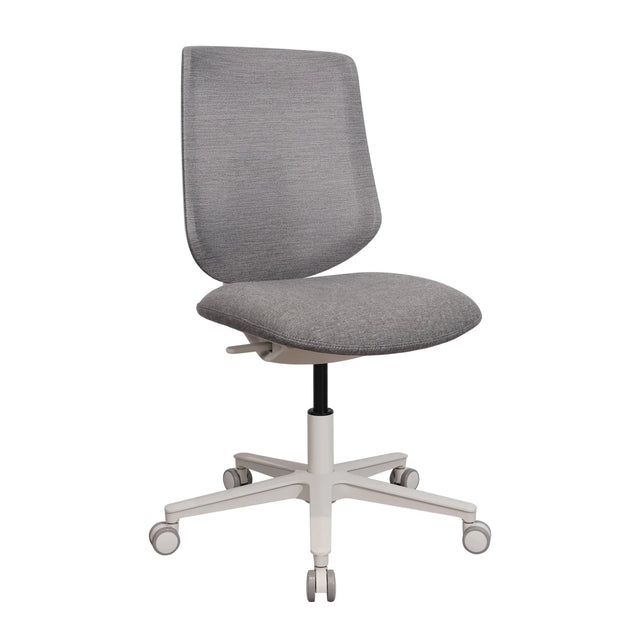 Thuisgebruik bureaustoel Sitflex Lady met grijze stoffen bekleding en wit kruisvoet met wieltjes van hjh OFFICE