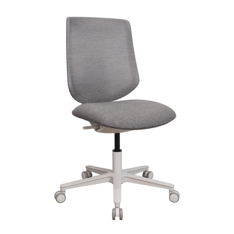 Thuisgebruik bureaustoel Sitflex Lady met grijze stoffen bekleding en wit kruisvoet met wieltjes van hjh OFFICE