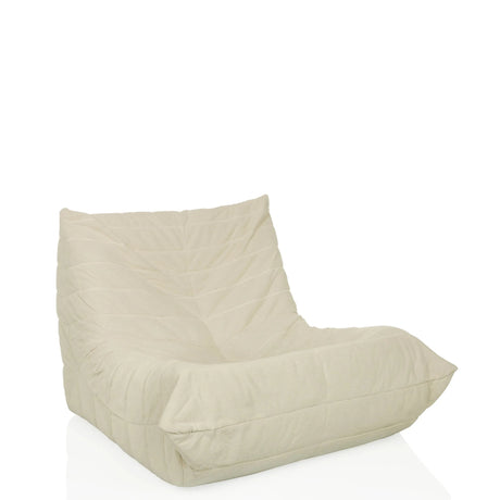 Beige Lounge stoel Sitzolo met corduroy bekleding en gewatteerde structuur van hjh LIVING