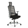 High end bureaustoel SKARIF in zwart en grijs met netrugleuning en hoofdsteun van hjh OFFICE
