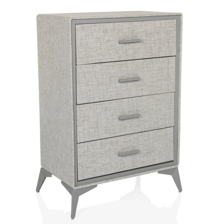 Grijze Commode SKUFFY met vier lades en schuine poten van hjh LIVING