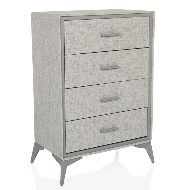 Grijze Commode SKUFFY met vier lades en schuine poten van hjh LIVING