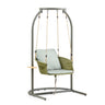 Groene Hangstoel Skylo met gestreept kussen en grijs frame van hjh LIVING