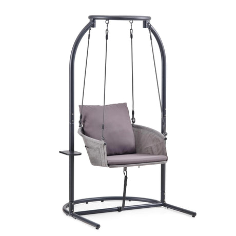 Donkergrijze Hangstoel Skylo met frame en kussen van hjh LIVING