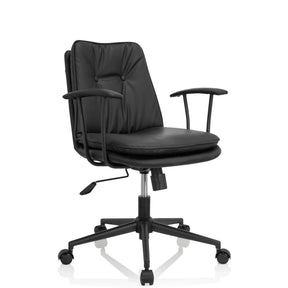 Zwarte Thuisgebruik bureaustoel SMALLO met kunstlederen bekleding en armleuningen van hjh OFFICE