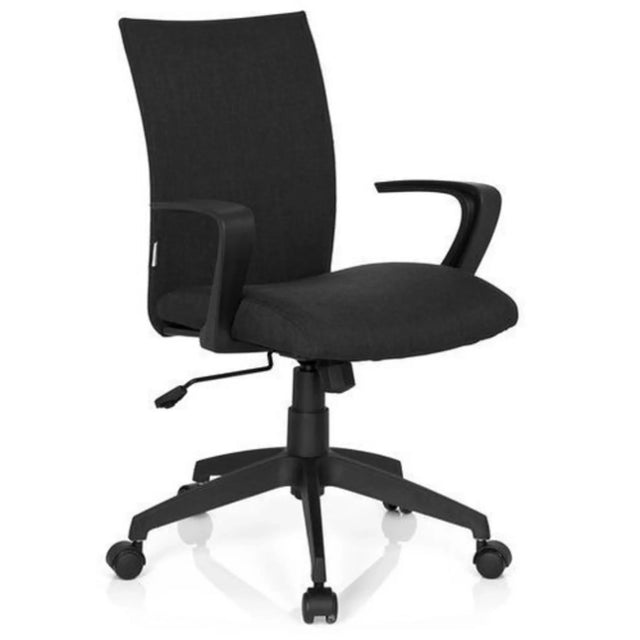 Thuisgebruik bureaustoel SOFT met zwarte stoffen bekleding en armleuningen van hjh OFFICE