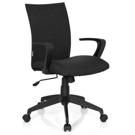 Thuisgebruik bureaustoel SOFT met zwarte stoffen bekleding en armleuningen van hjh OFFICE