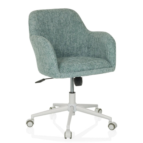 Thuisgebruik bureaustoel SOLAO HOME in mint met stoffen kuip en wit onderstel van hjh LIVING